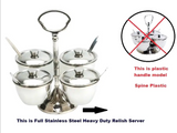 Chutney Tray Revolving Relish Set 4 Pot Sauce Dishes Pickles Full S/S Heavy Duty