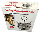 Chutney Tray Revolving Relish Set 4 Pot Sauce Dishes Pickles Full S/S Heavy Duty