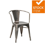 French Bistro Armchair - Gun Metal Grey