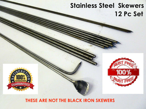 Tandoor Skewers Stainless Steel Sheeks Kebab Seekhs Pack 12pcs Set Tandoori Naan